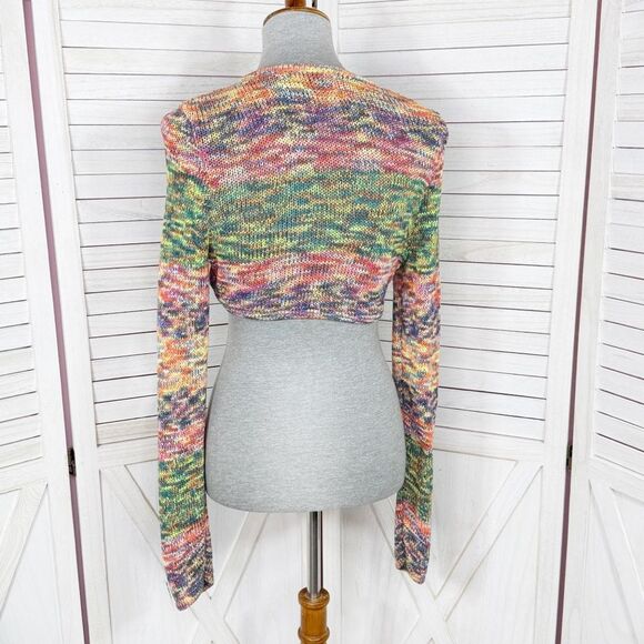Gabrielle Union Marled Rainbow Knit Shrug Sweater Long Sleeve Multicolor Medium - Picture 4 of 12